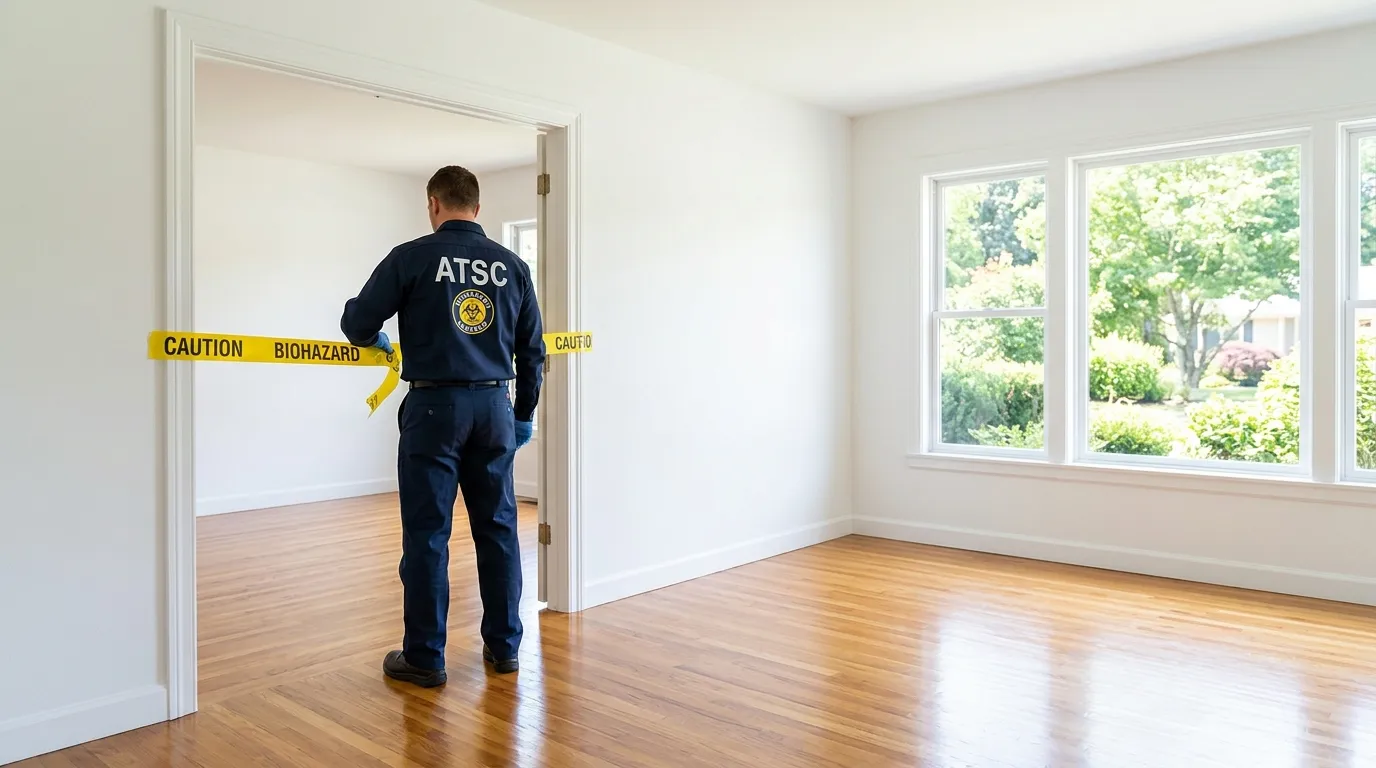 Certified biohazard cleanup crew performing Decomposition Cleanup in Montgomery Village